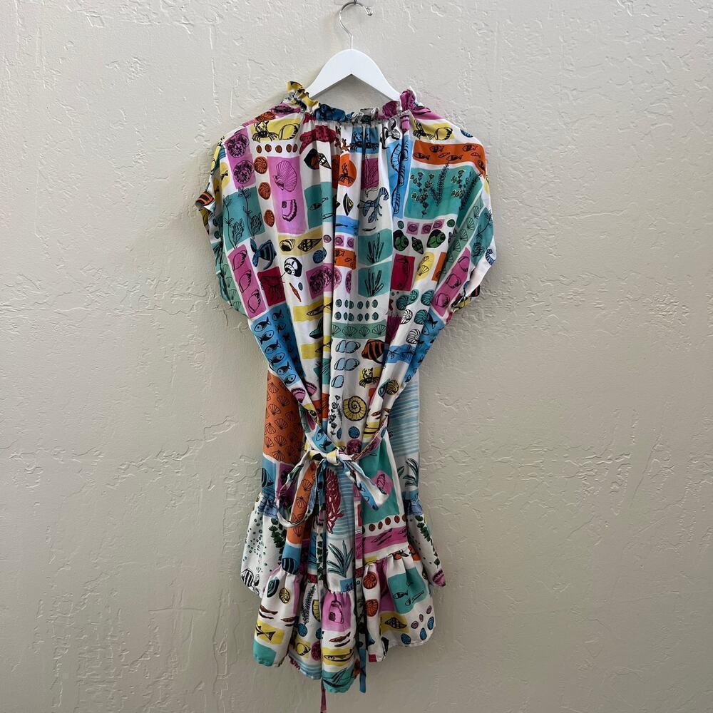 EUC $399 Anthropologie Beatrice B 100% Silk Sea Printed Mini Dress - Picture 6 of 9